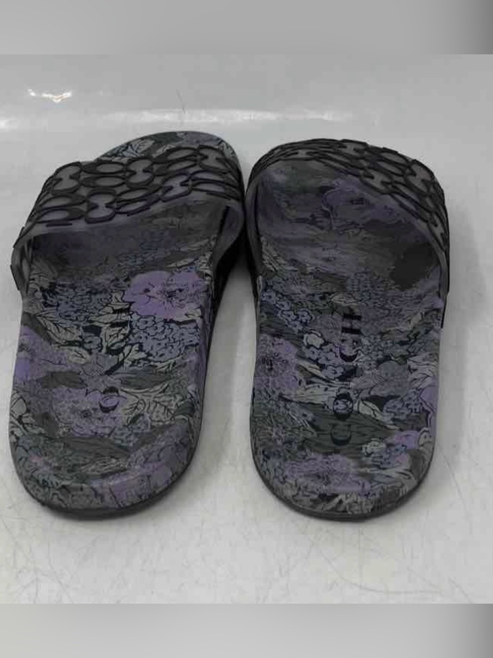 Coach Gray and Lavender Floral Slide Sandals - Picture 2 of 6
